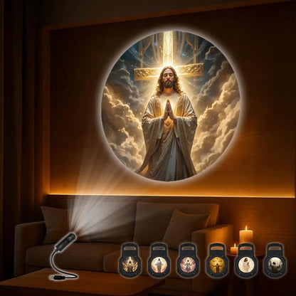 🔥Jesus Light USB Religious Projection Lamp with 6 Sacred Slides