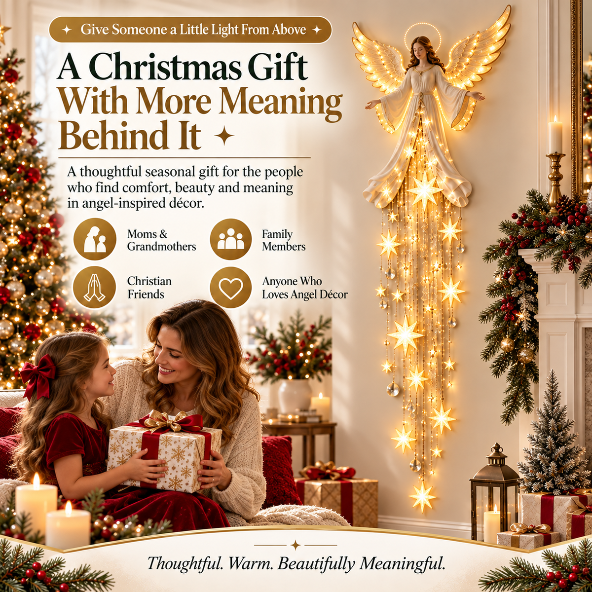 🔥Last Day 49% OFF✨ Angel Blessing Starfall Wall Light™ – Heavenly Christmas Wall Decor