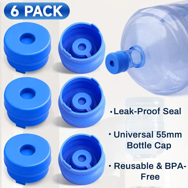 🎖️3 & 5 Gallon Water Jug Caps, Non-Spill Leak Free Silicone Covers for Indoor & Outdoor Use, BPA Free Food Grade - Pack of 3 summerwins