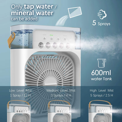 🔥Mini USB Desk Fan with Misting Spray – 3 Wind Speeds, Timer and Spray Modes