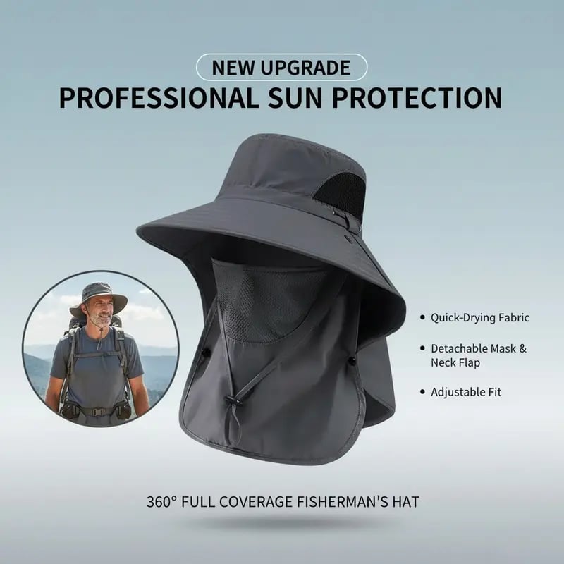 ✨ قبعة صياد للحماية من الشمس 360 درجة 🧢