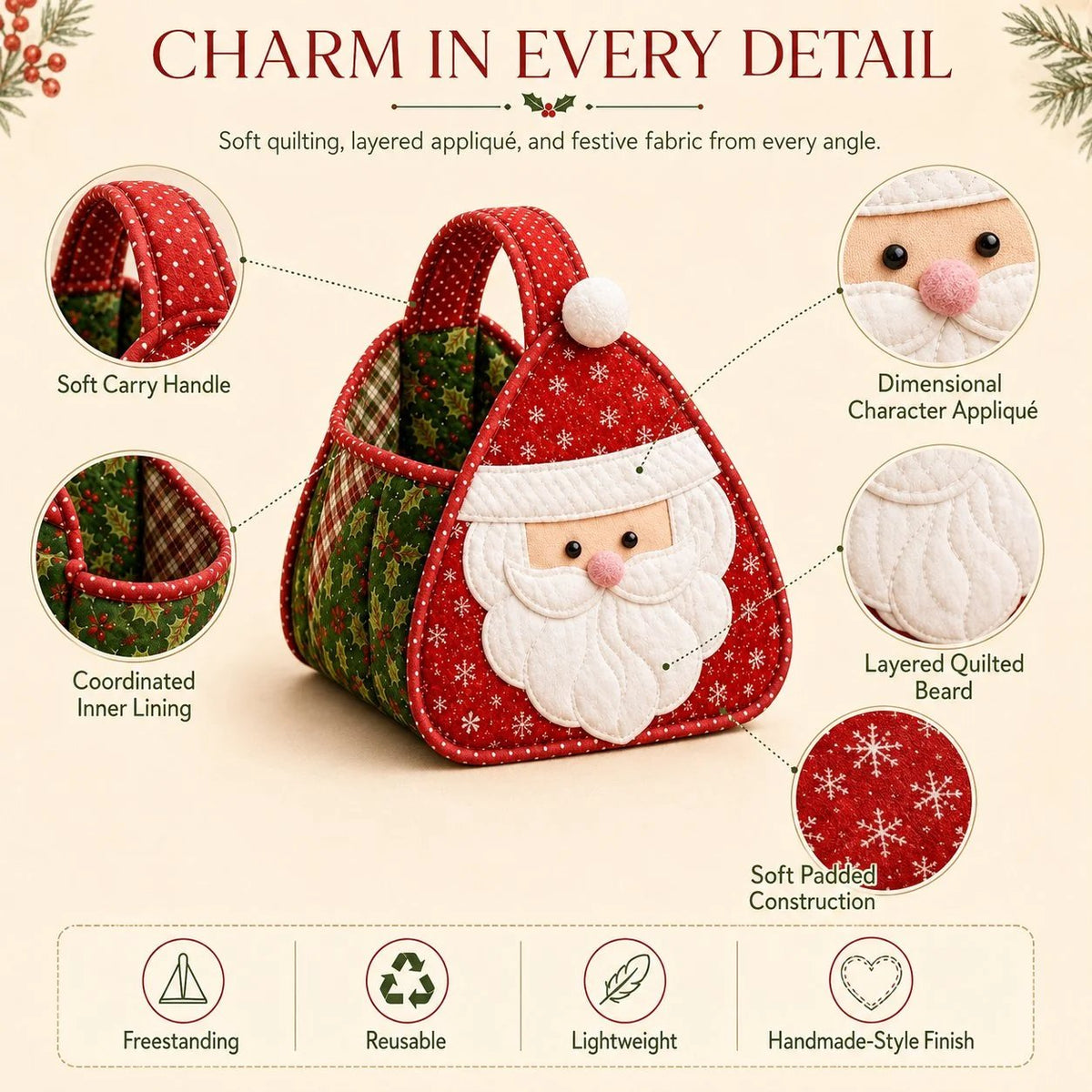 🔥Christmas Character Quilted Carry Basket ⭐🎉