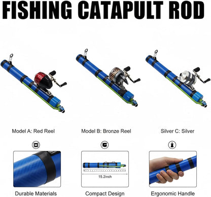 🎖️Fishing Catapult Rod, Portable Compact Telescopic Slingshot Fishing Reel