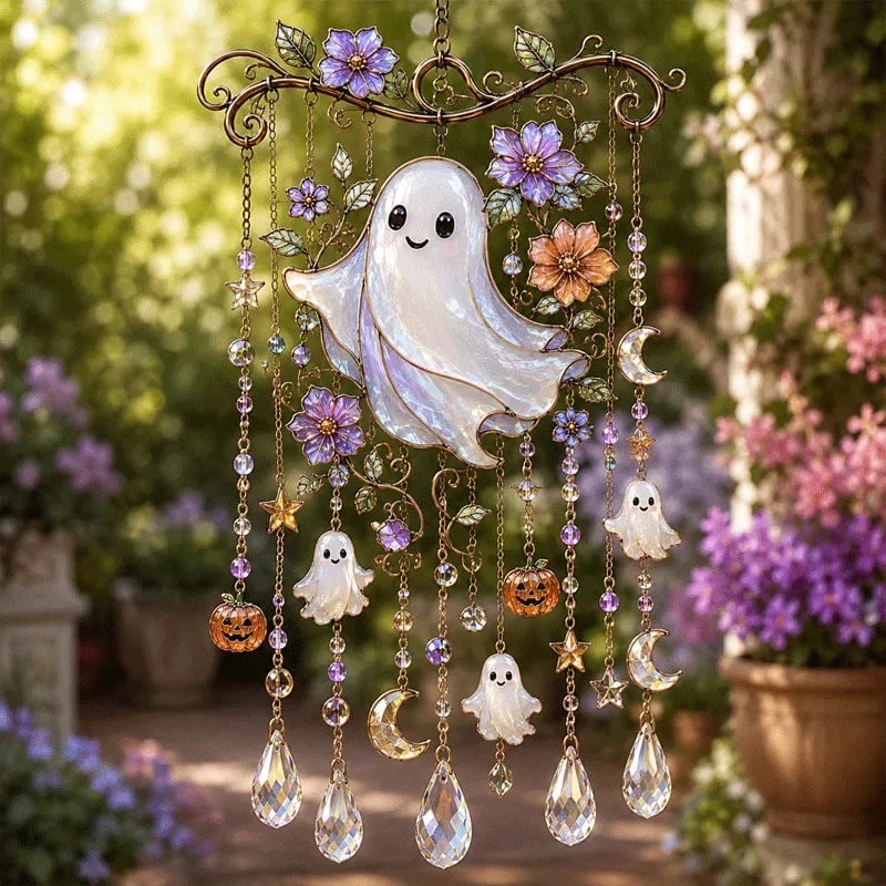 🔥👻 Halloween Suncatcher Wind Chime – Cute Spooky Hanging Decor 🎃