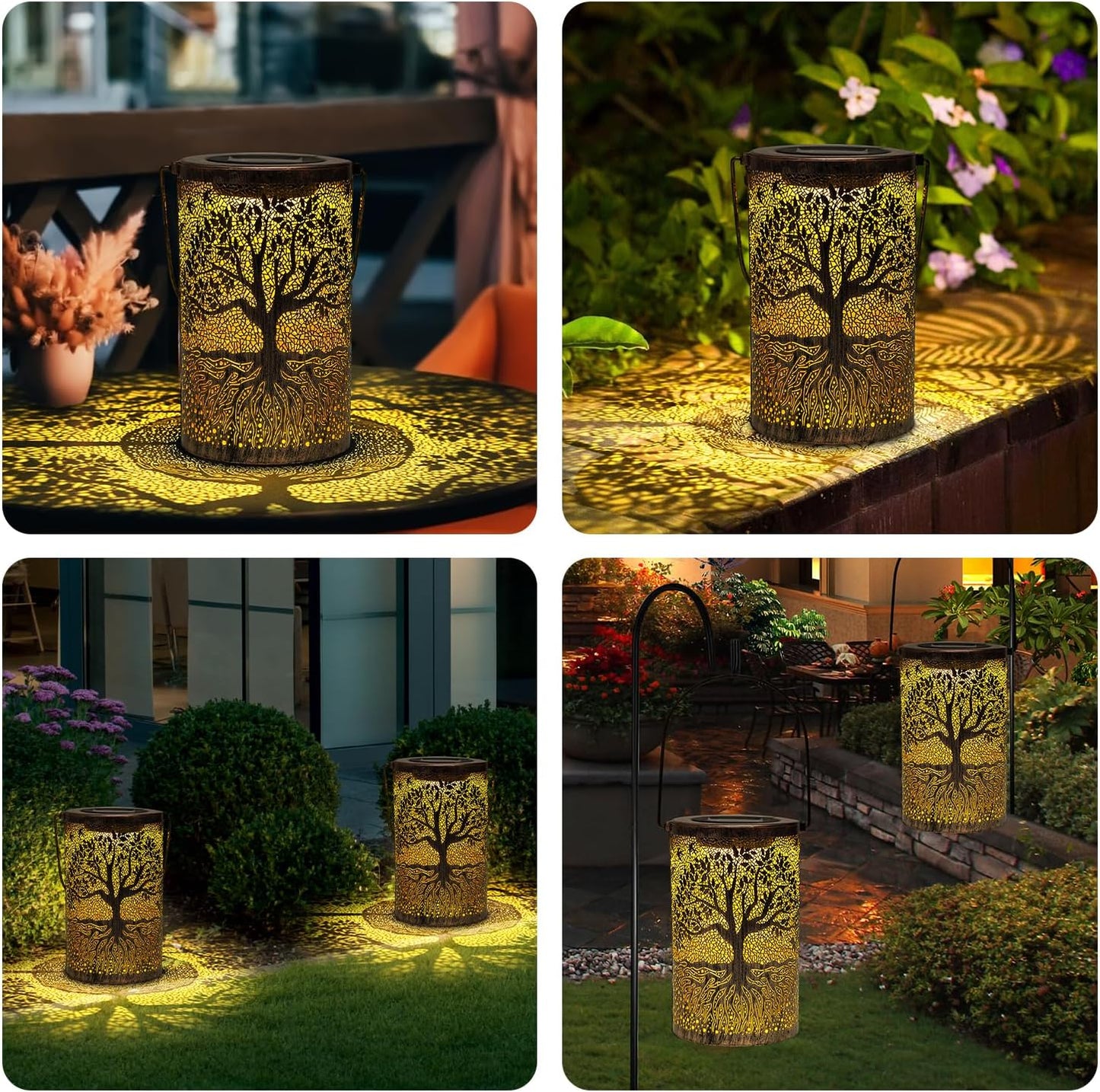 🎖️Solar Lantern Outdoor, Tree of Life Metal Hanging Light Waterproof