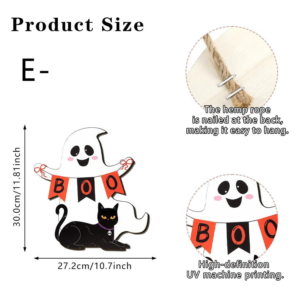 🎖️Halloween Black Cat Vampire Bat Wooden Sign, Gothic Wall Decor