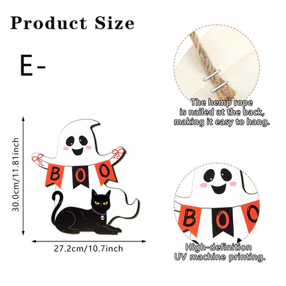 🎖️Halloween Black Cat Vampire Bat Wooden Sign, Gothic Wall Decor