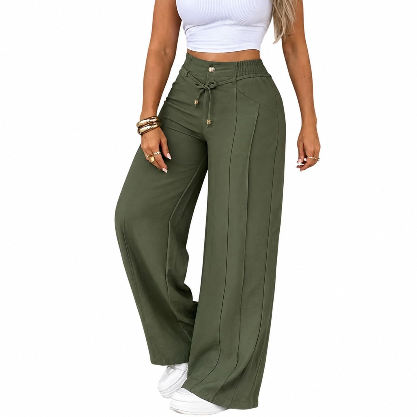 🔥Women High Waisted Baggy Pants with Front Crease