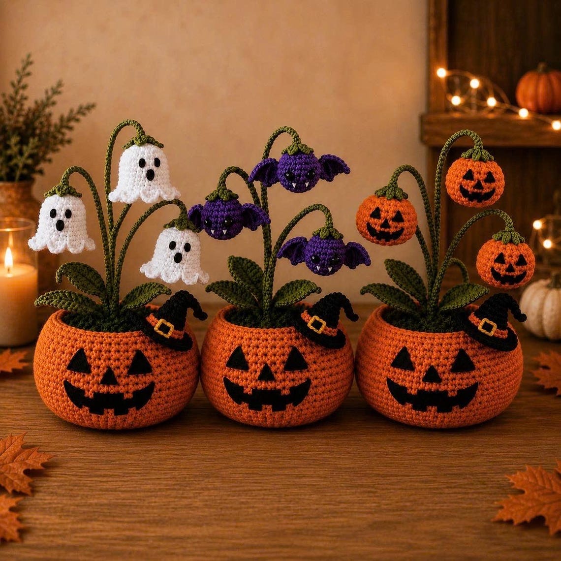 🎖️Crochet Halloween Pumpkin Ghost Pot, Spooky Pumpkin Decor