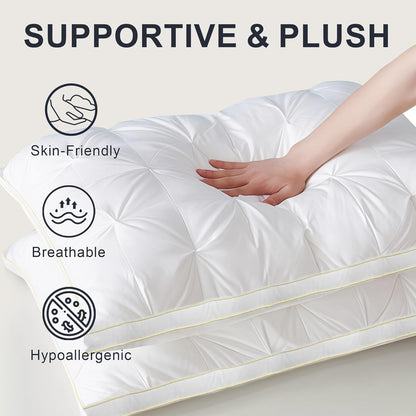 🎖️5-Star Hotel Plush Pillows: Fluffy Support, Zero Neck Pain