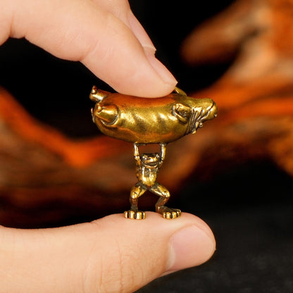 🎖️Reversible Frog & Hippo Sculpture – Solid Brass Whimsical Desk Art