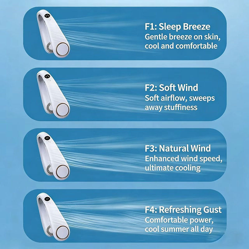 🎖️New Mini Neck Mounted Fan Portable Bladeless Neck USB Rechargeable Air Cooler