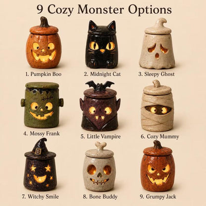 🎖️Monster Tea Light Holder, Handmade Ceramic Halloween Candle Holder