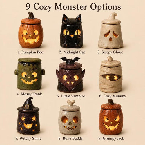 🎖️Monster Tea Light Holder, Handmade Ceramic Halloween Candle Holder