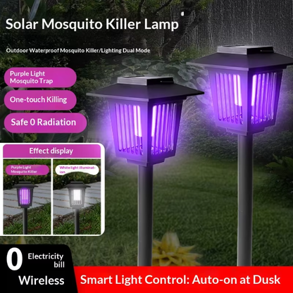 🎖️Solar Powered Waterproof Bug Zappers with Non-Toxic Purple LED Light IP33😊