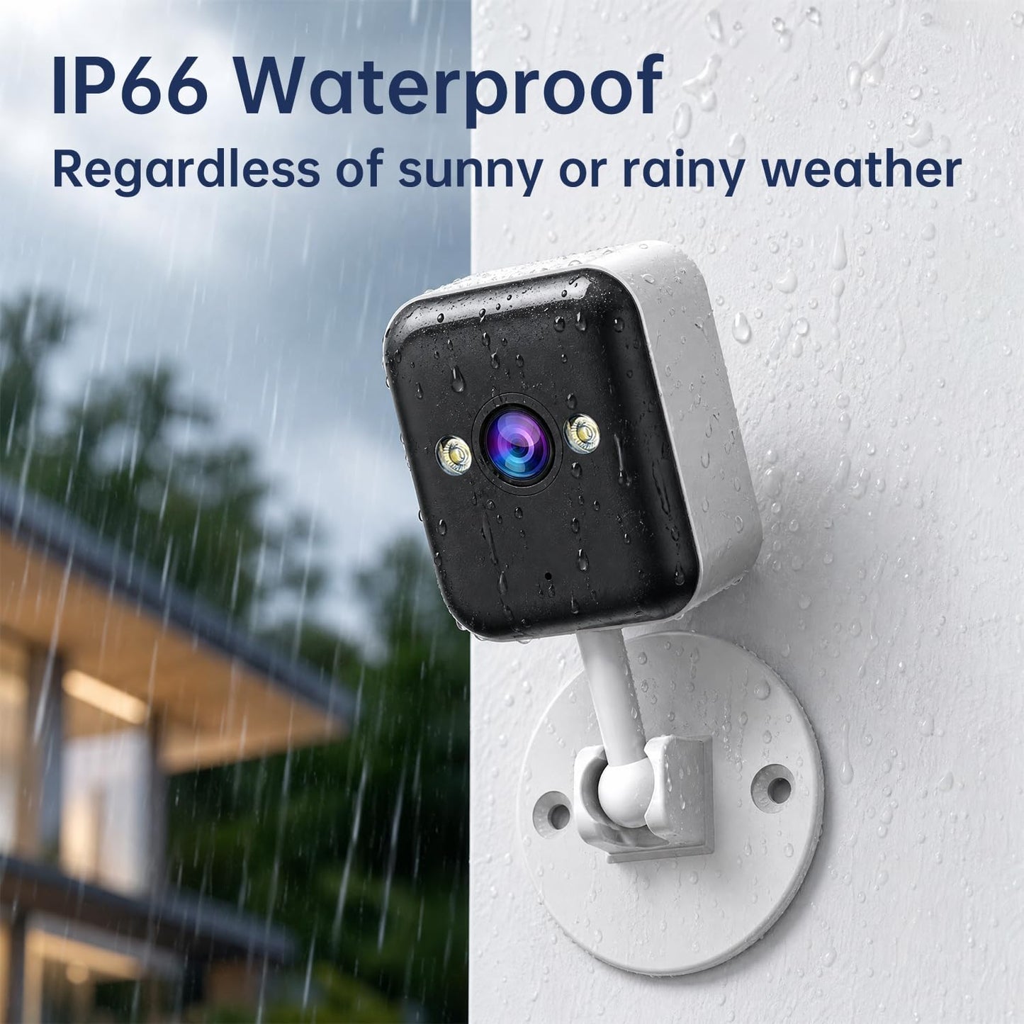 🎖️Indoor Outdoor Security Camera, 2.4G WiFi, IP66 Waterproof