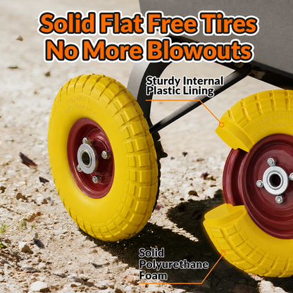 🔥Flat Free Wheelbarrow Tire and Wheel, 16" Puncture Proof
