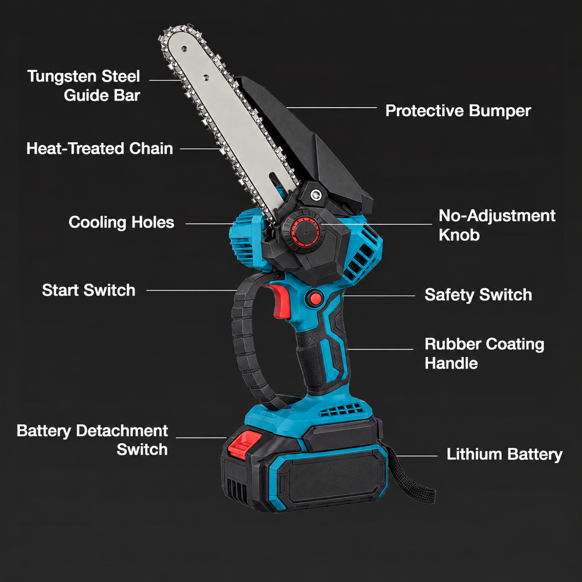 🔥6-Tommers Battery-Powered Mini Chain Saw With Battery - Free Shipping