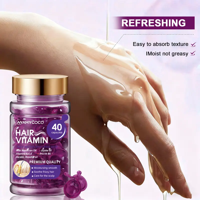 🔥Hair Vitamin Capsules Infused with Violet Vitamins & Argan Oil,40 Capsules💜