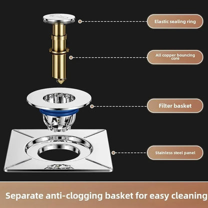 🎖️Bathroom Drain Stopper - Floor Odor Prevention Square Drain