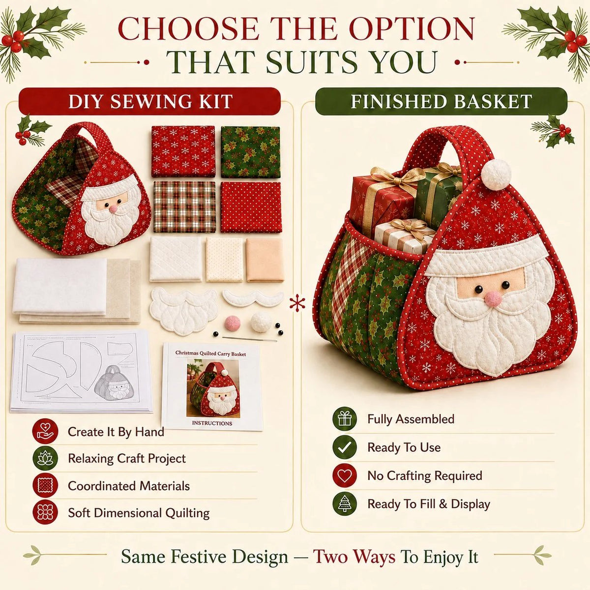 🔥Christmas Character Quilted Carry Basket ⭐🎉