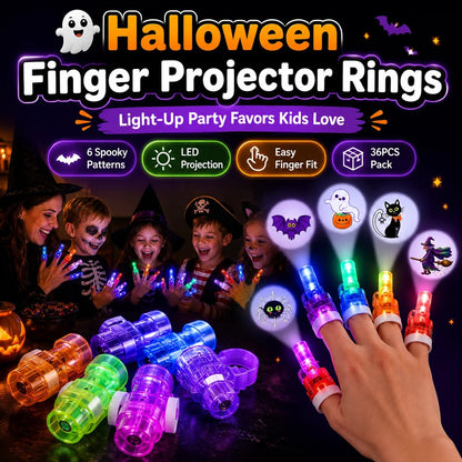 🔥👻  Halloween Finger Projector Rings – LED Party Favors for Kids