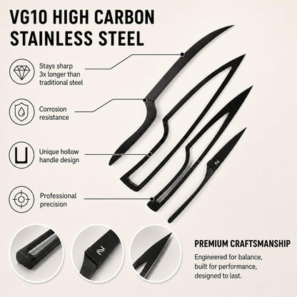 ✨Magnetic Kitchen Knife Set – 4 Piece High Carbon Stainless Steel Kitchen Knives🔪