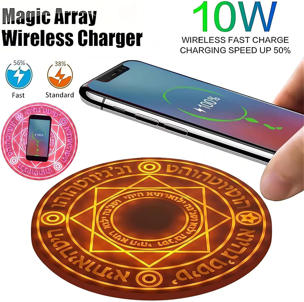 ⭐Magic Array Wireless Charger – Futuristic LED Light-Up Charging Pad for Your Desk