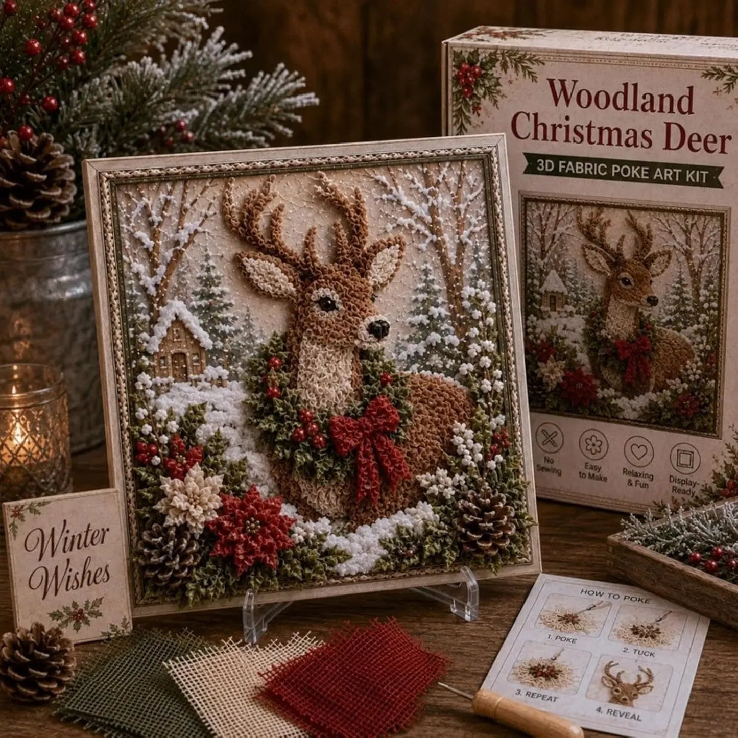 ✨Hot 30% OFF🌹🎄 3D Christmas Fabric Poke Art Kit