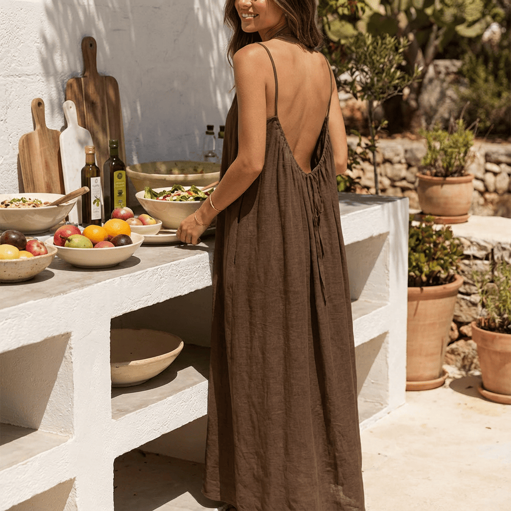 🔥LAST DAY SAEL 49% OFF!!💃Women's Solid Color Backless Cami Dress💕