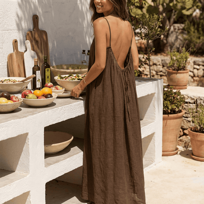 🔥LAST DAY SAEL 49% OFF!!💃Women's Solid Color Backless Cami Dress💕