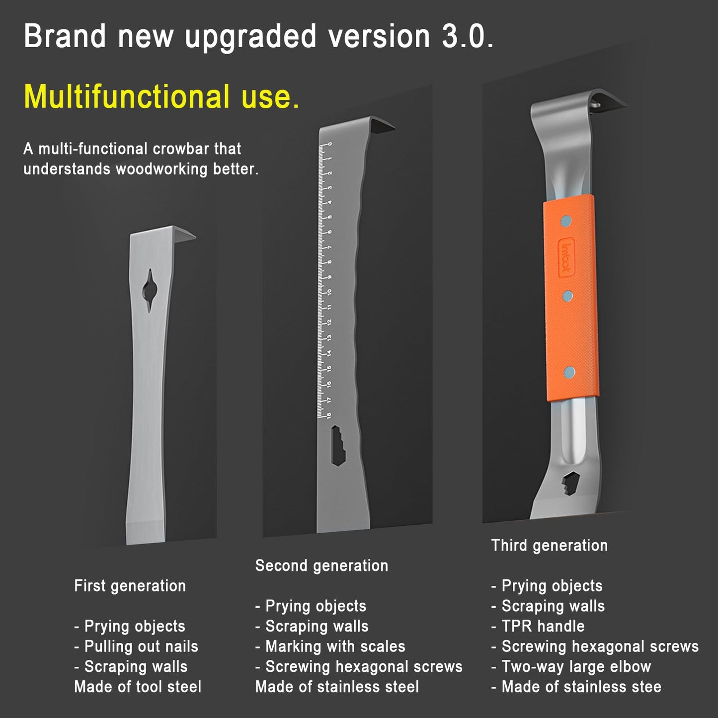 🔥Multifunctional Stainless Steel Wrecking Bar