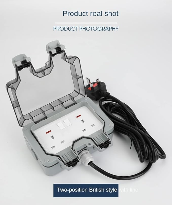🔥Waterproof Outdoor Power Box with 9.8Ft Extension Cord, Switches & LED Indicator Electrical Outlets Extender