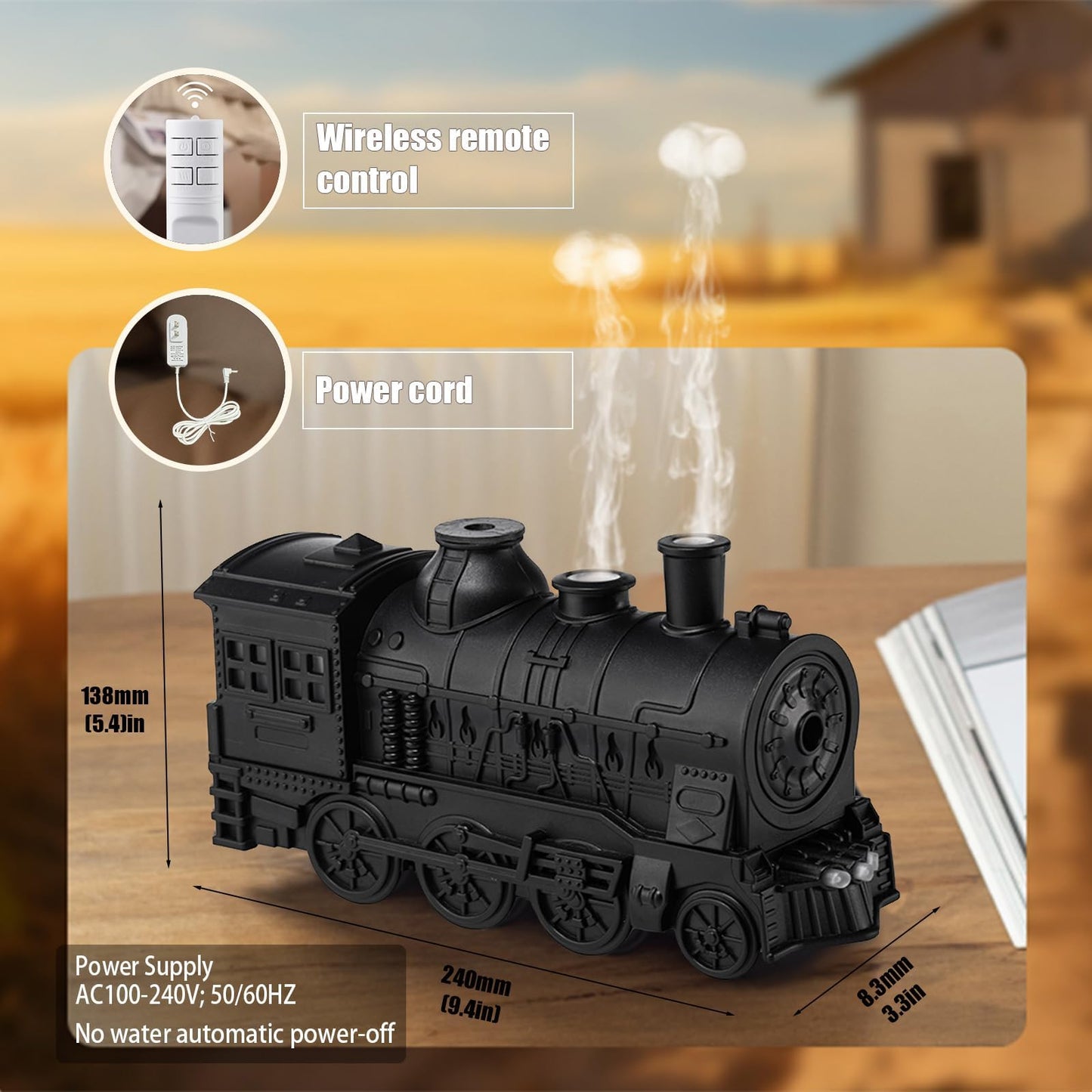 🔥🚂 Vintage Train Dual Mist Aroma Diffuser