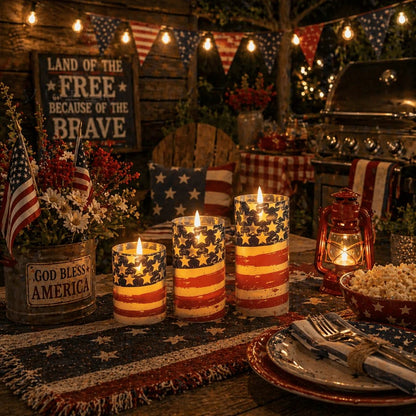✨3-Piece Set - Patriotic Flameless Candles (With Remote Control)