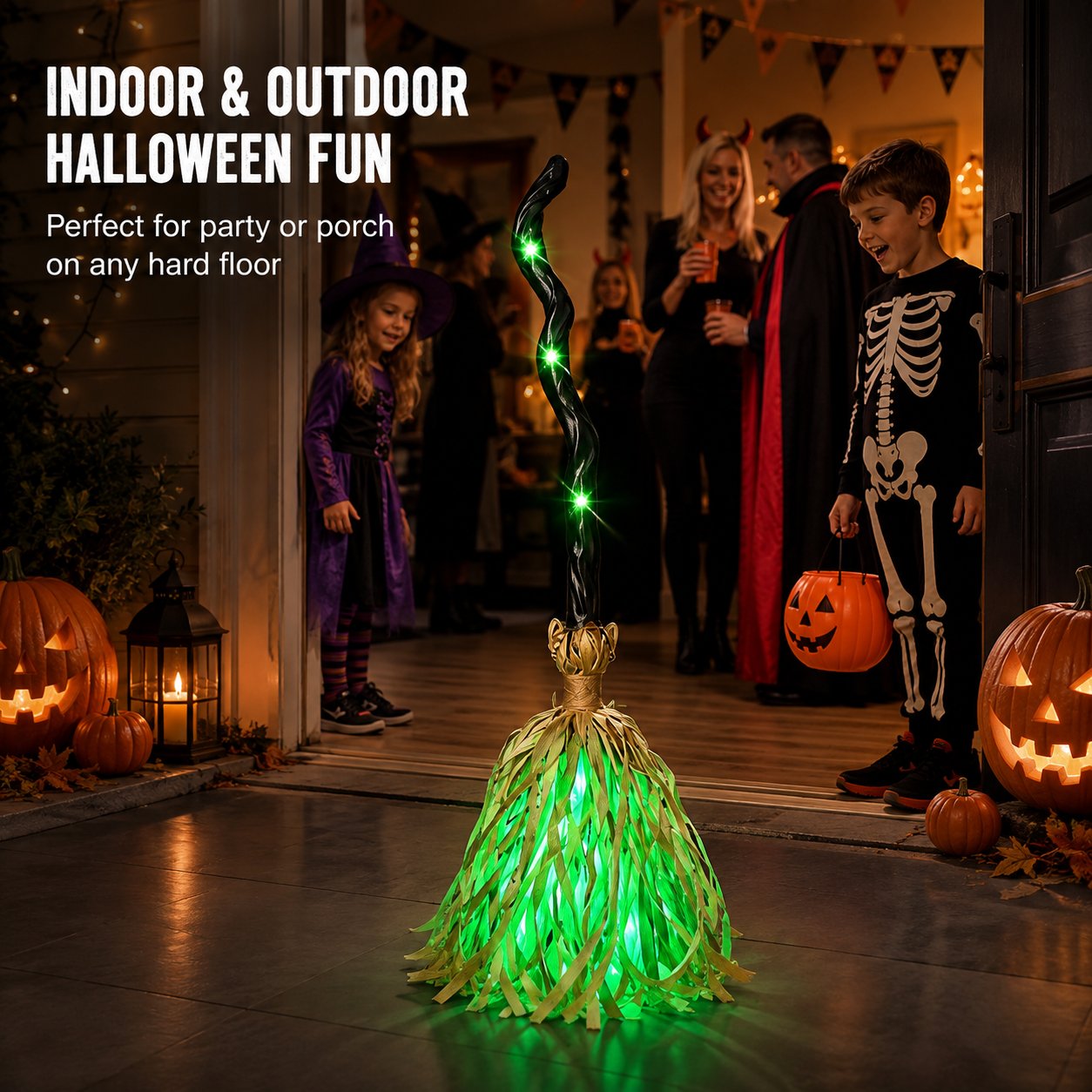 🔥 Magic Animated Witch Broom Halloween Decoration