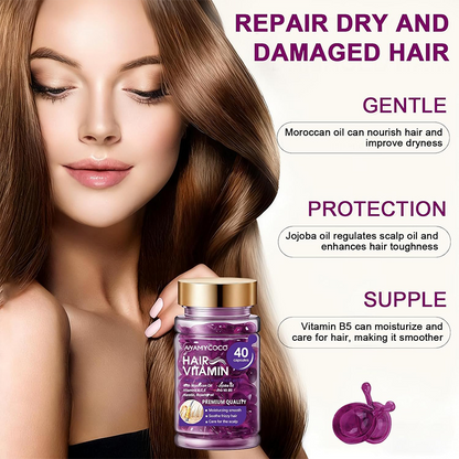 🔥Hair Vitamin Capsules Infused with Violet Vitamins & Argan Oil,40 Capsules💜