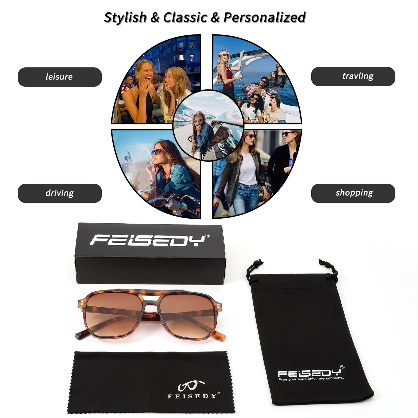 🔥8 Pairs Trendy Multicolor PC Frame Fashionable Sunglasses Set