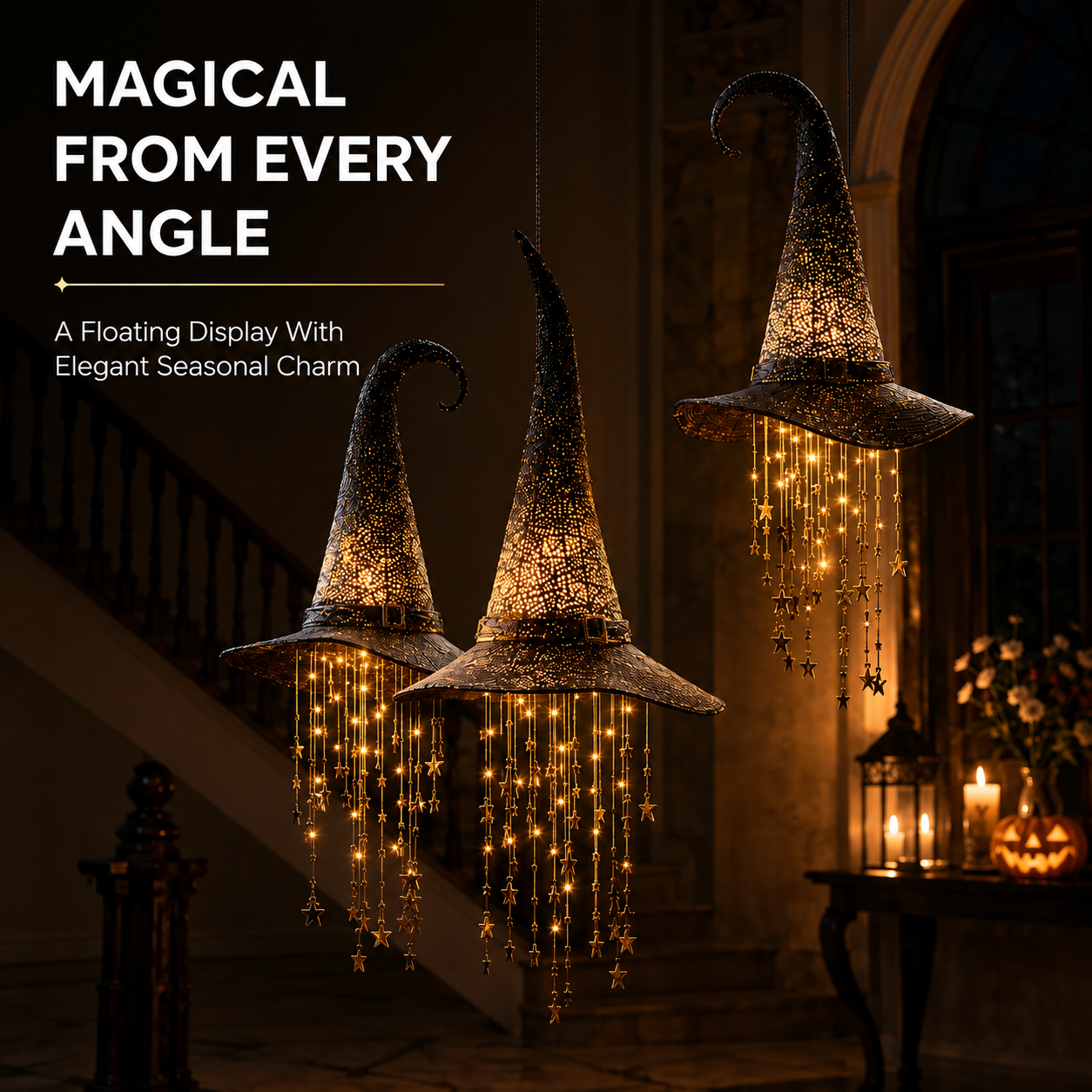 ✨Early Halloween Sale🔥Lighted Witch Hat Hanging Chime🧙