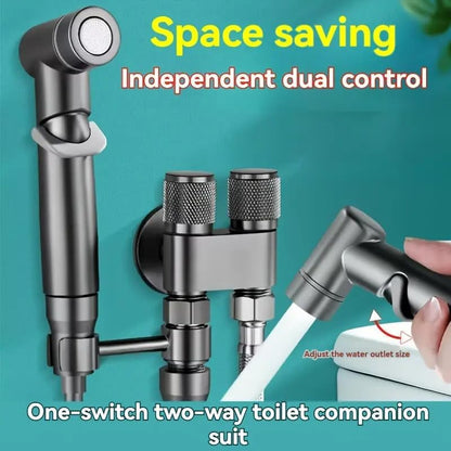 🔥 1-In-2-Handheld Out Dual Control Valve Bidet Sprayer for Toilet
