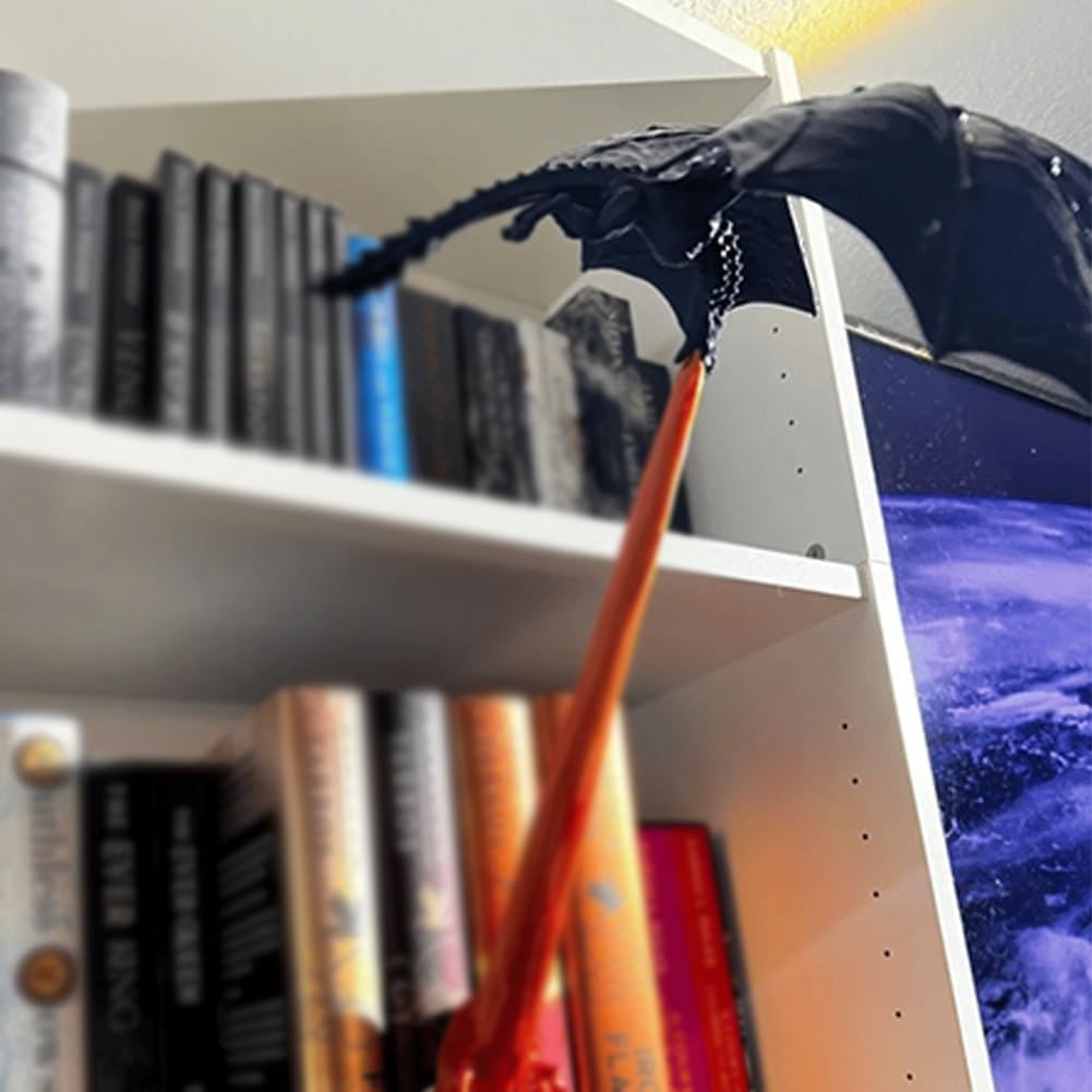 🎖️Dragon Bookends, 3D Fire Breathing Flying Dragon Resin Book Stoppers