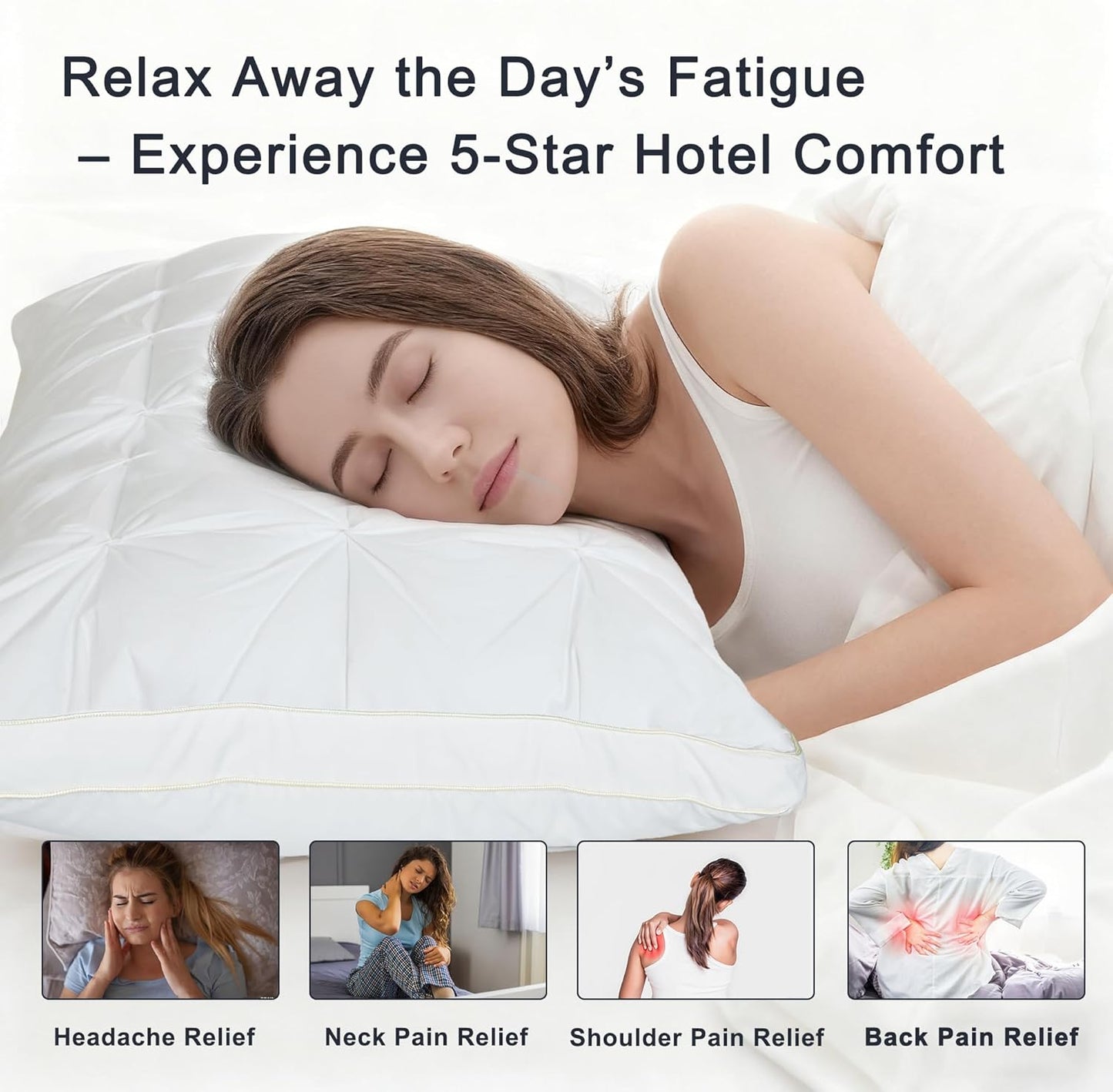🎖️5-Star Hotel Plush Pillows: Fluffy Support, Zero Neck Pain