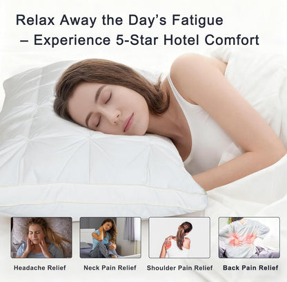 🎖️5-Star Hotel Plush Pillows: Fluffy Support, Zero Neck Pain