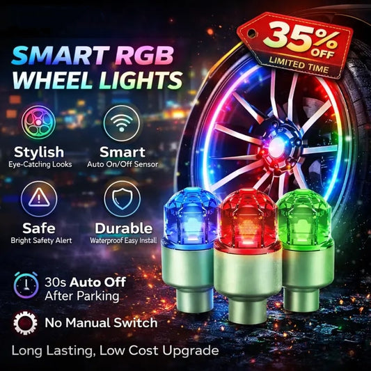 🔥Smart RGB Wheel Lights 🚗 | Waterproof Luminous Valve Caps for Car, Motorcycle & Bike 🚲 | Vibration-Sensitive LED Starlight 🌟