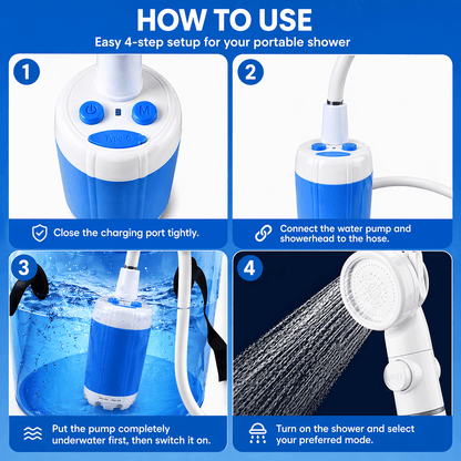 🔥Portable Camping Shower Pump | Rechargeable Outdoor Shower Kit