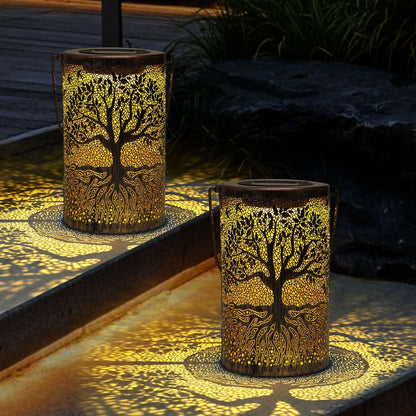 🎖️Solar Lantern Outdoor, Tree of Life Metal Hanging Light Waterproof