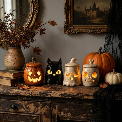 🎖️Monster Tea Light Holder, Handmade Ceramic Halloween Candle Holder