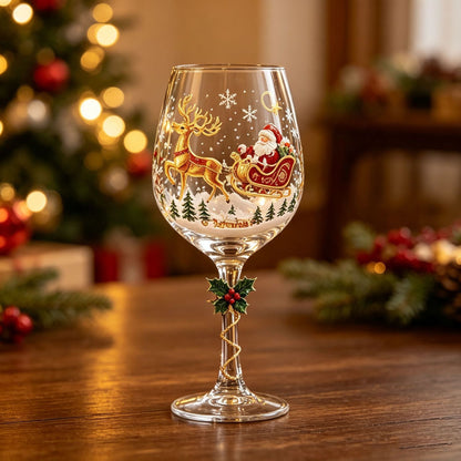 🎖️Christmas Wine Glass Collection Gift Box Set, Santa Christmas Wine Glass