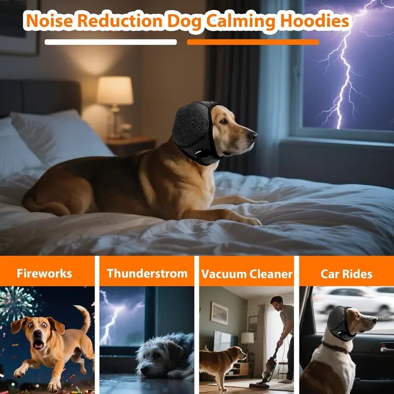 ✨🐶 Dog Calming Hoodie Ear Wraps for Dogs, Waterproof Dogs Swim Cap