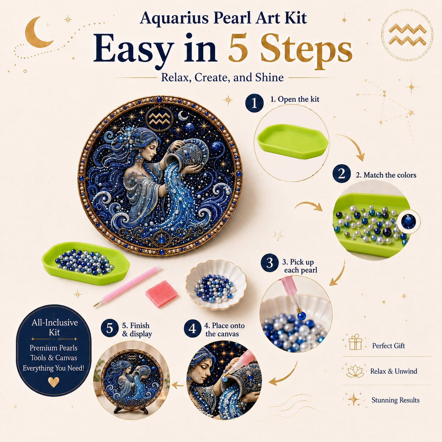 ✨Last Day 49% OFF - DIY 12 Zodiac Signs Pearl Art Kit ♈🌙